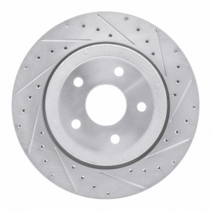 Jeep Grand Cherokee Brake Rotor (1) - Rear Right - R1 Concepts - Drilled & Slotted - Silver - `06-`10